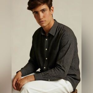 CM Gold Series Men's Black Checkered Casual Button Down Shirt